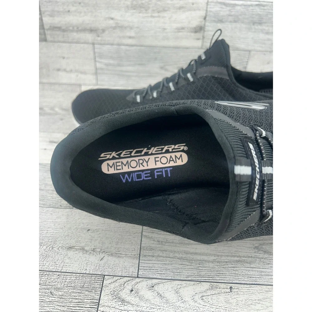 Skechers‎ Summits Quick Getaway Black White Wide Fit Sneakers 12980W Women Sz 8